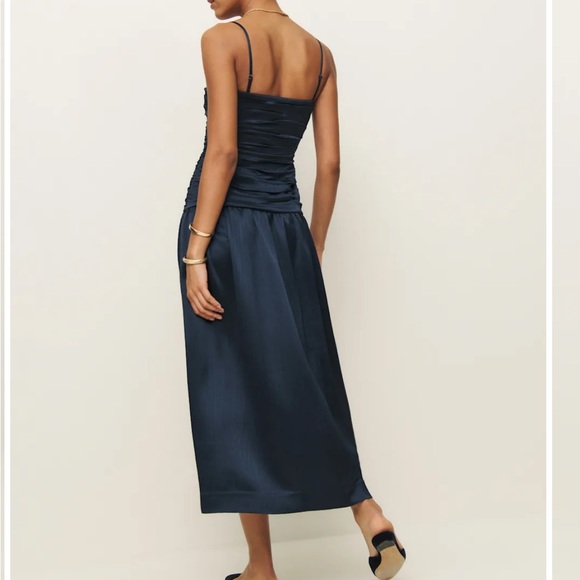 Reformation Zeya Satin Dress Blue - Size 4 - Picture 3 of 5